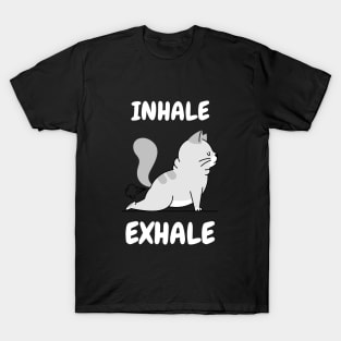 cute inhale exhale cat yoga T-Shirt